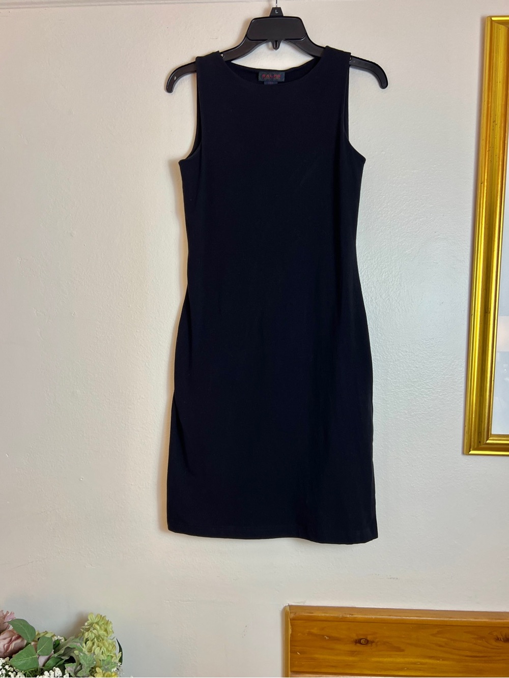 Ralph Lauren Classic Cotton Blend Little Black Dress with Side Slit